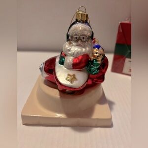 Vintage Aviator Santa-Handcrafted Glass Ornaments